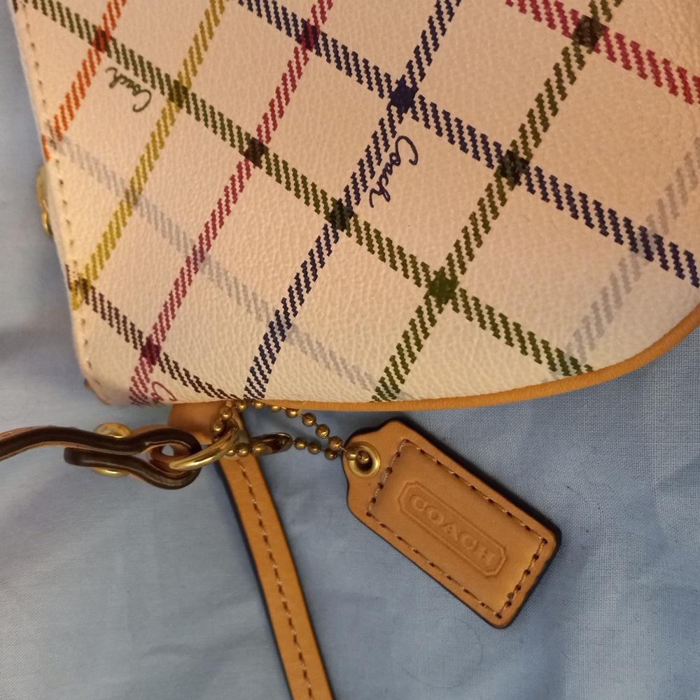 Cream and Plaid small wristlet wallet - Picture 2 of 5